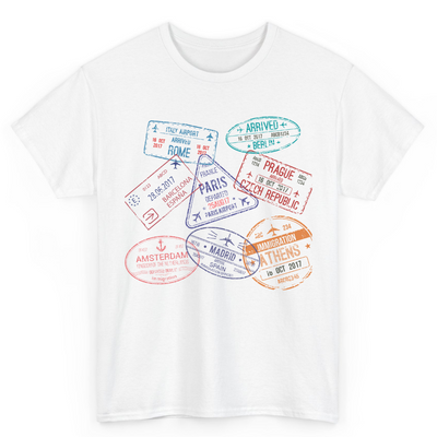 T Shirt Printed Travel Stamps