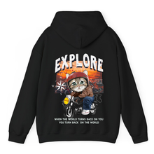 Load image into Gallery viewer, Black Hoodie Printed Explore