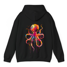 Load image into Gallery viewer, Black Hoodie Printed Dripping Octopus