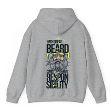 Load image into Gallery viewer, Heather Grey Hoodie Printed With Great Beard