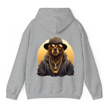 Load image into Gallery viewer, Heather Grey Hoodie Printed Mafia Bear