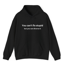 Load image into Gallery viewer, Black Hoodie Printed Cant Fix Stupid