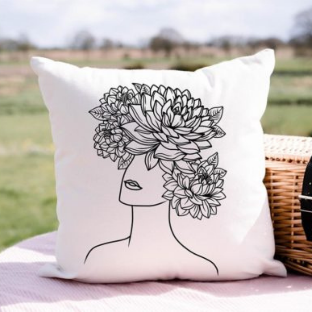 Floral Hair Printed Cushion