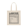 Lawyer Nutritional Facts Printed Tote Bag