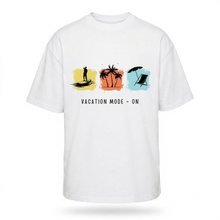 Load image into Gallery viewer, OVERSIZE White Half Sleeves Tshirt Printed Vacation Mode On
