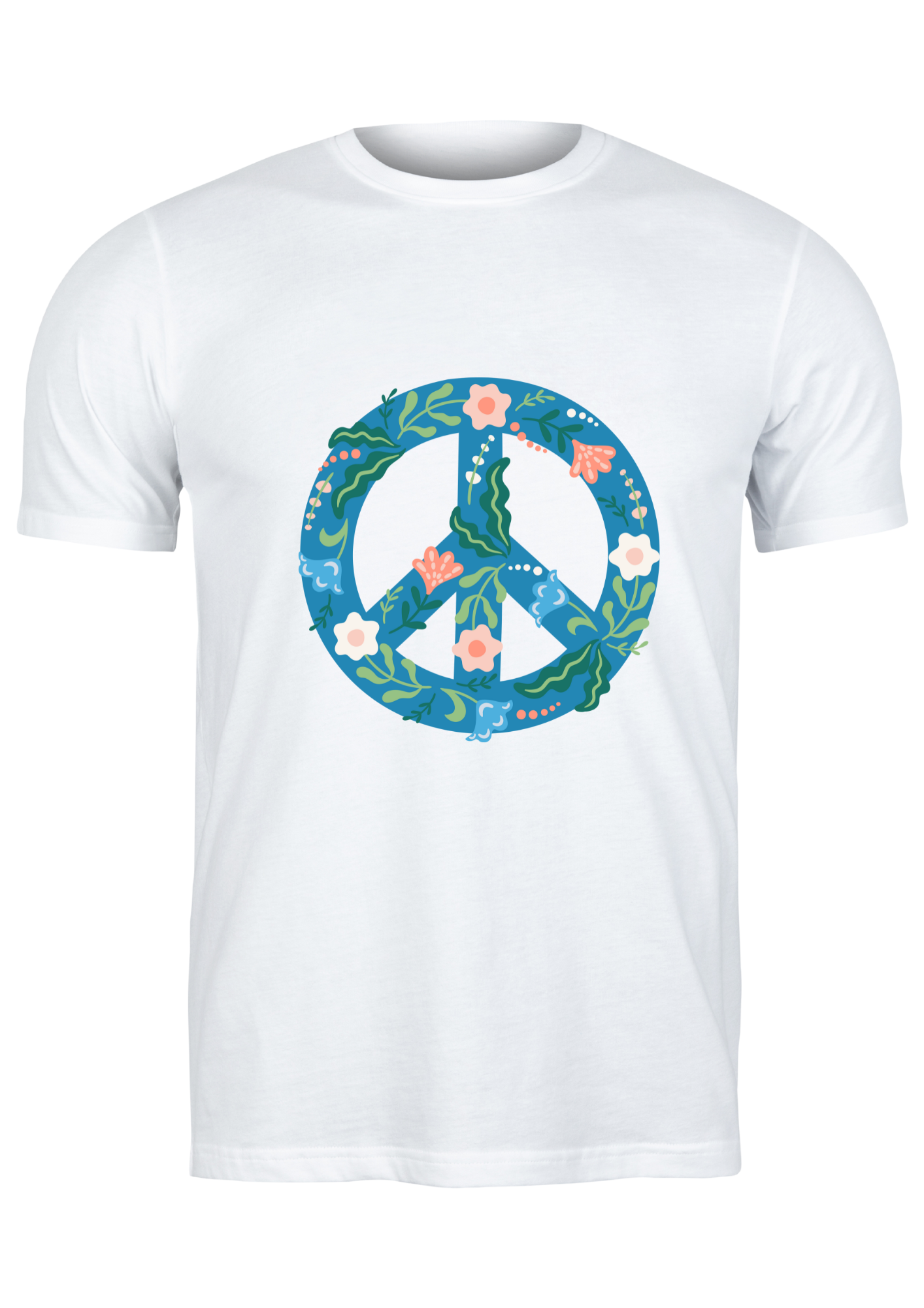 Unisex T Shirt Printed Floral Peace
