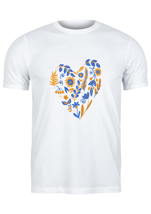 Unisex T Shirt Printed Floral Heart