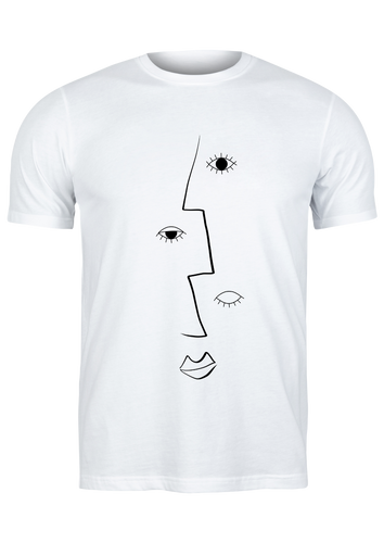 Unisex T Shirt Printed Faces Line Art