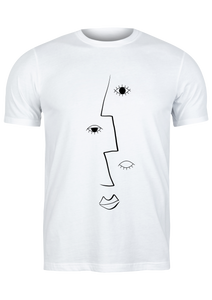 Unisex T Shirt Printed Faces Line Art
