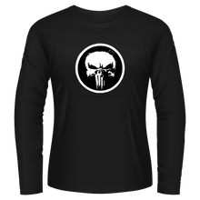 Load image into Gallery viewer, Black Tshirt Long Sleeves Printed Punisher
