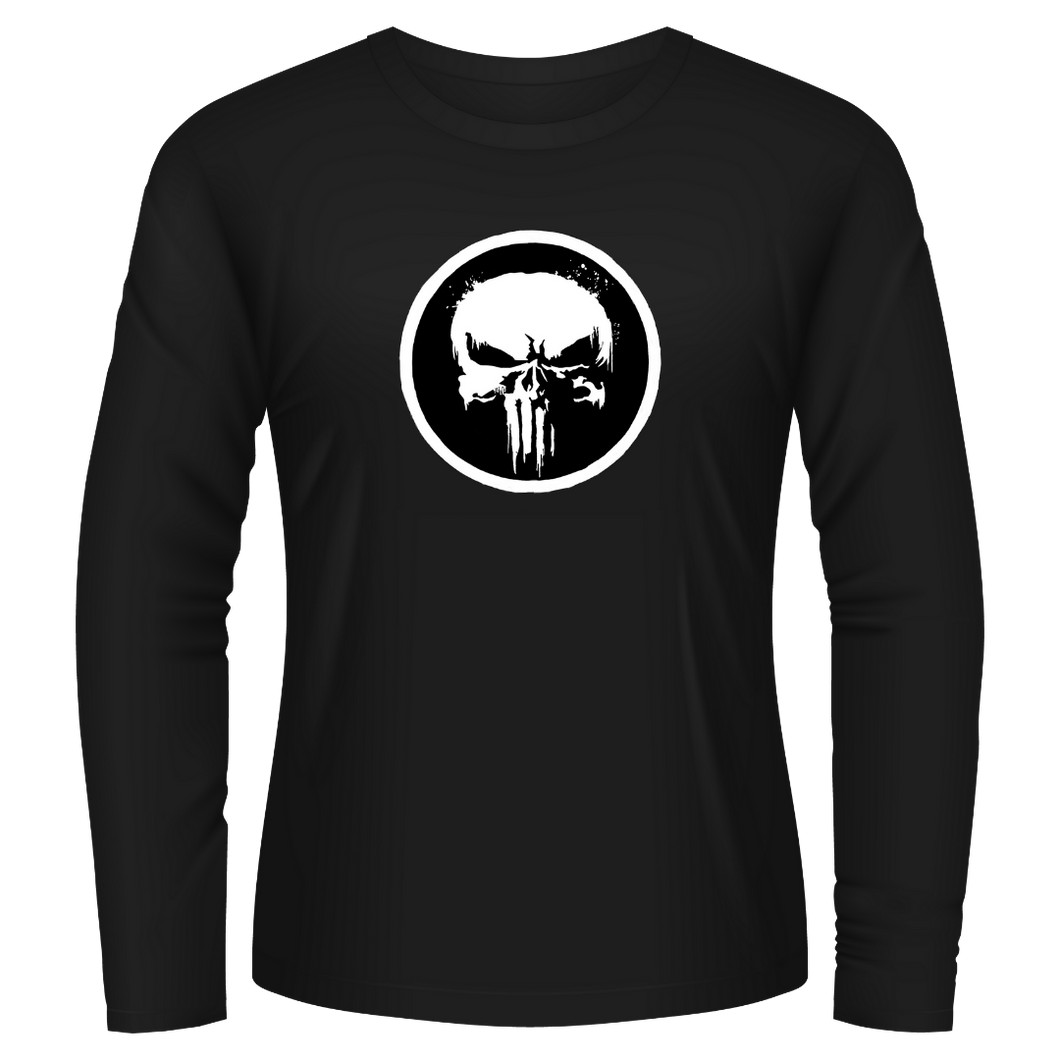 Black Tshirt Long Sleeves Printed Punisher
