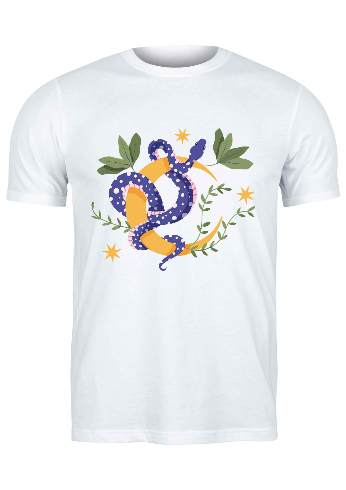 Unisex T Shirt Printed Celestial Moon Snake