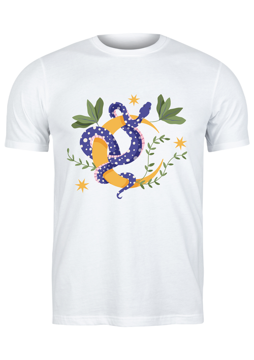 Unisex T Shirt Printed Celestial Moon Snake