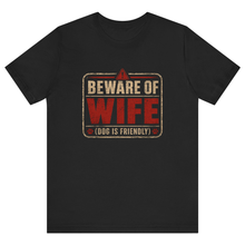 Load image into Gallery viewer, Black Half Sleeves T Shirt Beware of Wife
