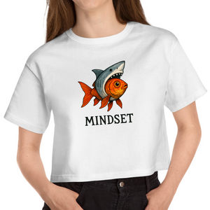Cropped White T Shirt Printed Mindset