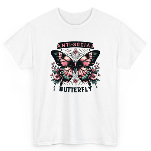 T Shirt Printed Anti Social Butterfly