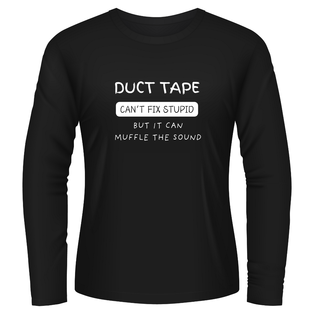 Black Tshirt Long Sleeves Printed Duct Tape