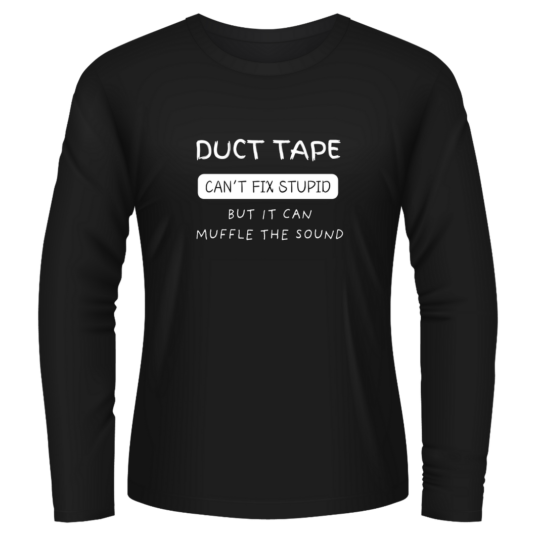 Black Tshirt Long Sleeves Printed Duct Tape