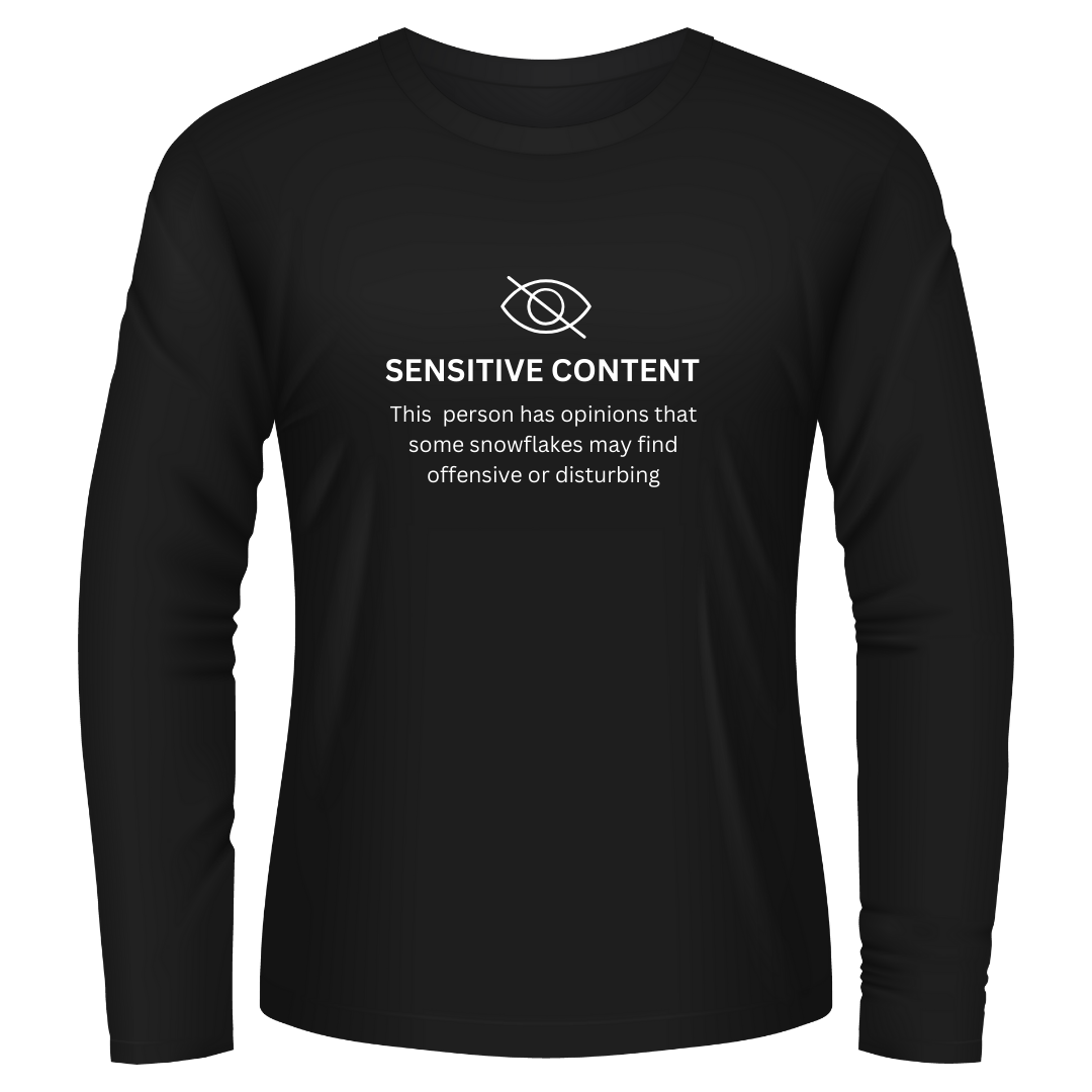 Black Tshirt Long Sleeves Printed Sensitive Content