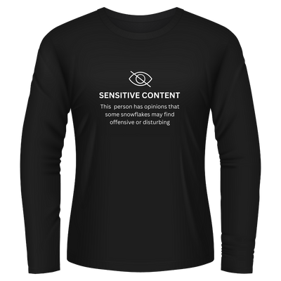 Black Tshirt Long Sleeves Printed Sensitive Content