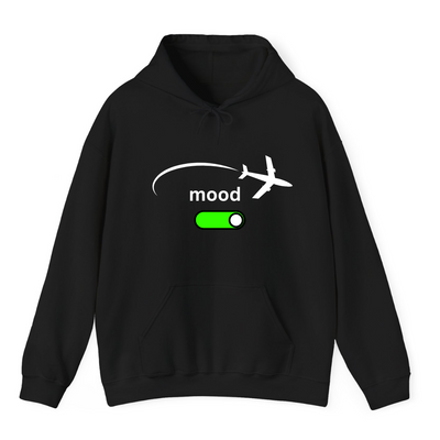 Black Hoodie Printed Airplane Mode On