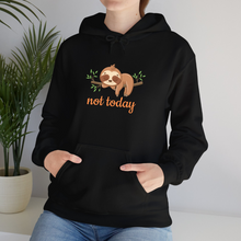 Load image into Gallery viewer, Black Hoodie Printed Not Today Sloth
