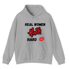 Load image into Gallery viewer, Heather Grey Hoodie Real Women Hustle Hard
