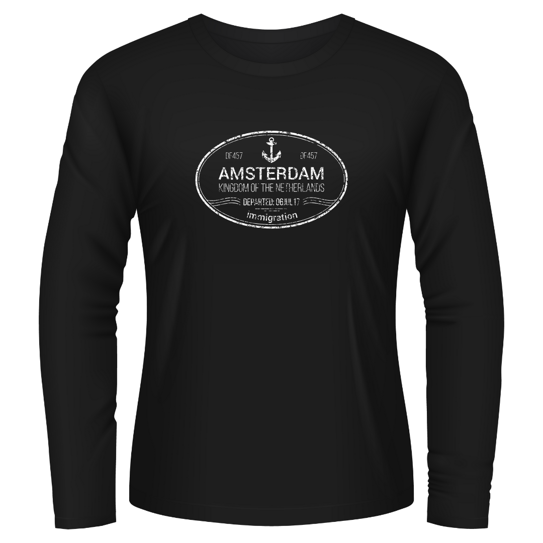 Black Tshirt Long Sleeves Printed Amsterdam