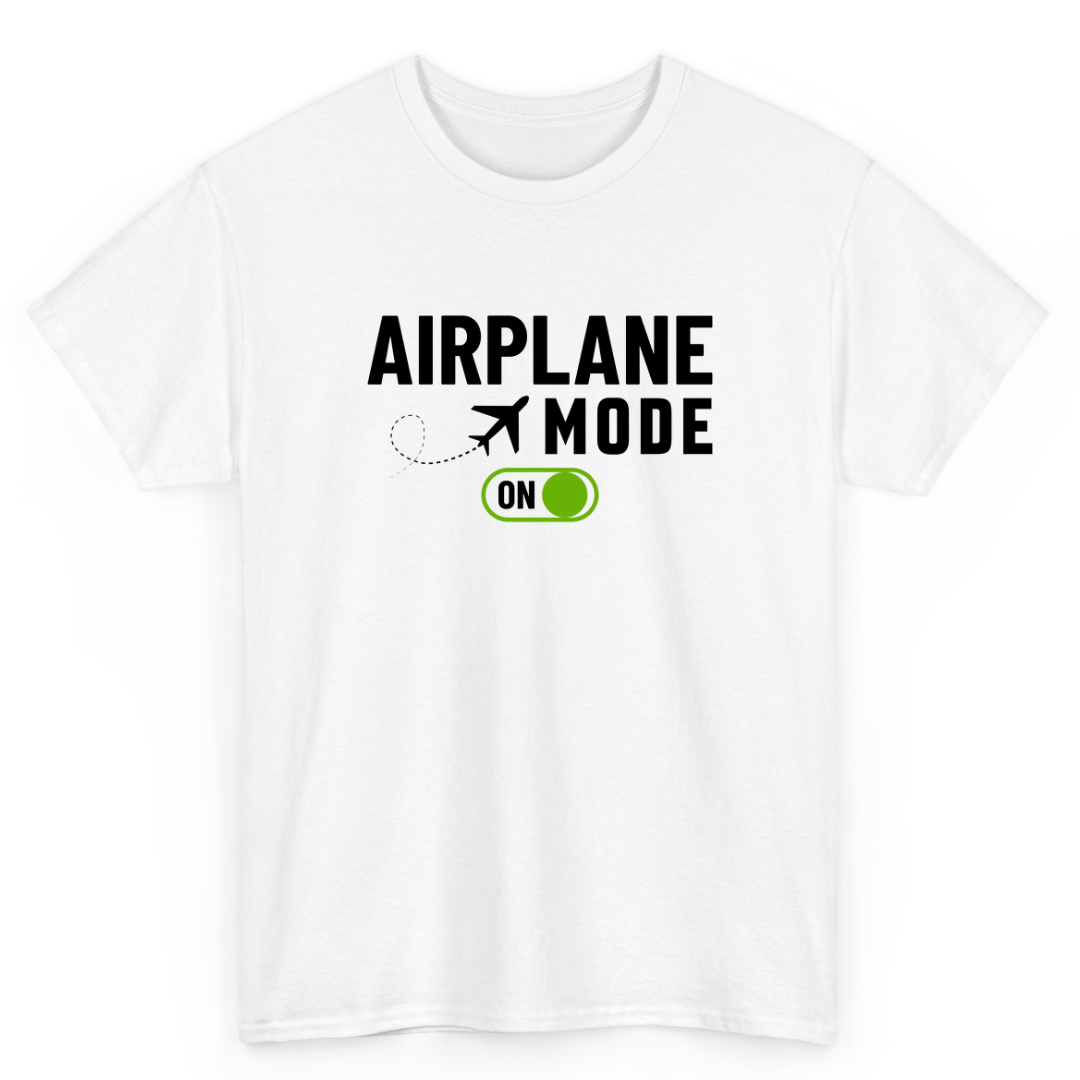 T Shirt Printed Airplane Mode On