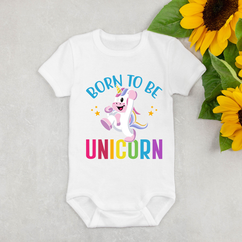 Baby Bodysuit Onesie Printed Born To Be Unicorn