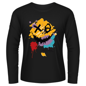 Black Tshirt Long Sleeves Printed Groovy Smile