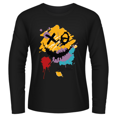 Black Tshirt Long Sleeves Printed Groovy Smile