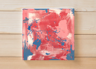 Hand Painted Canvas Abstract Crimson and Cerulean