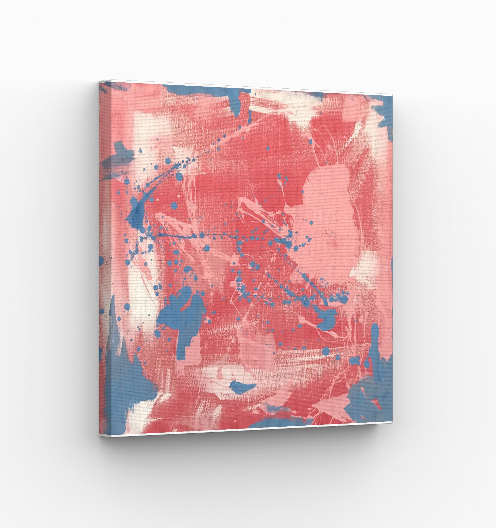 Hand Painted Canvas Abstract Crimson and Cerulean