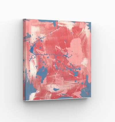 Hand Painted Canvas Abstract Crimson and Cerulean