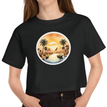 Load image into Gallery viewer, Cropped Black T Shirt Printed Nile Egypt Sunset
