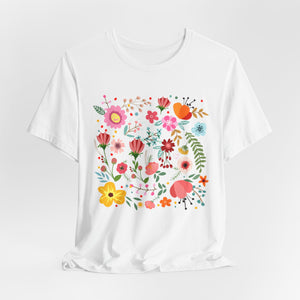 T Shirt Printed Colorful Flowers
