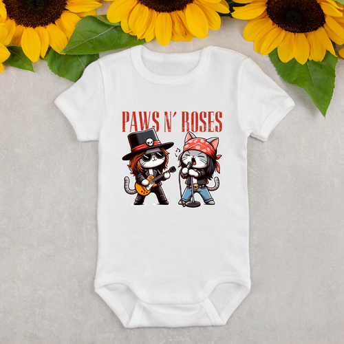 Baby Bodysuit Onesie Printed Paws & Roses