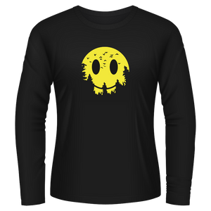 Black Tshirt Long Sleeves Printed Nature Smile