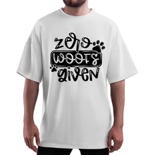 Load image into Gallery viewer, OVERSIZE White Half Sleeves Tshirt Printed Zero Woofs Given
