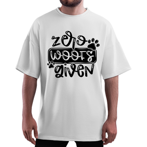 OVERSIZE White Half Sleeves Tshirt Printed Zero Woofs Given