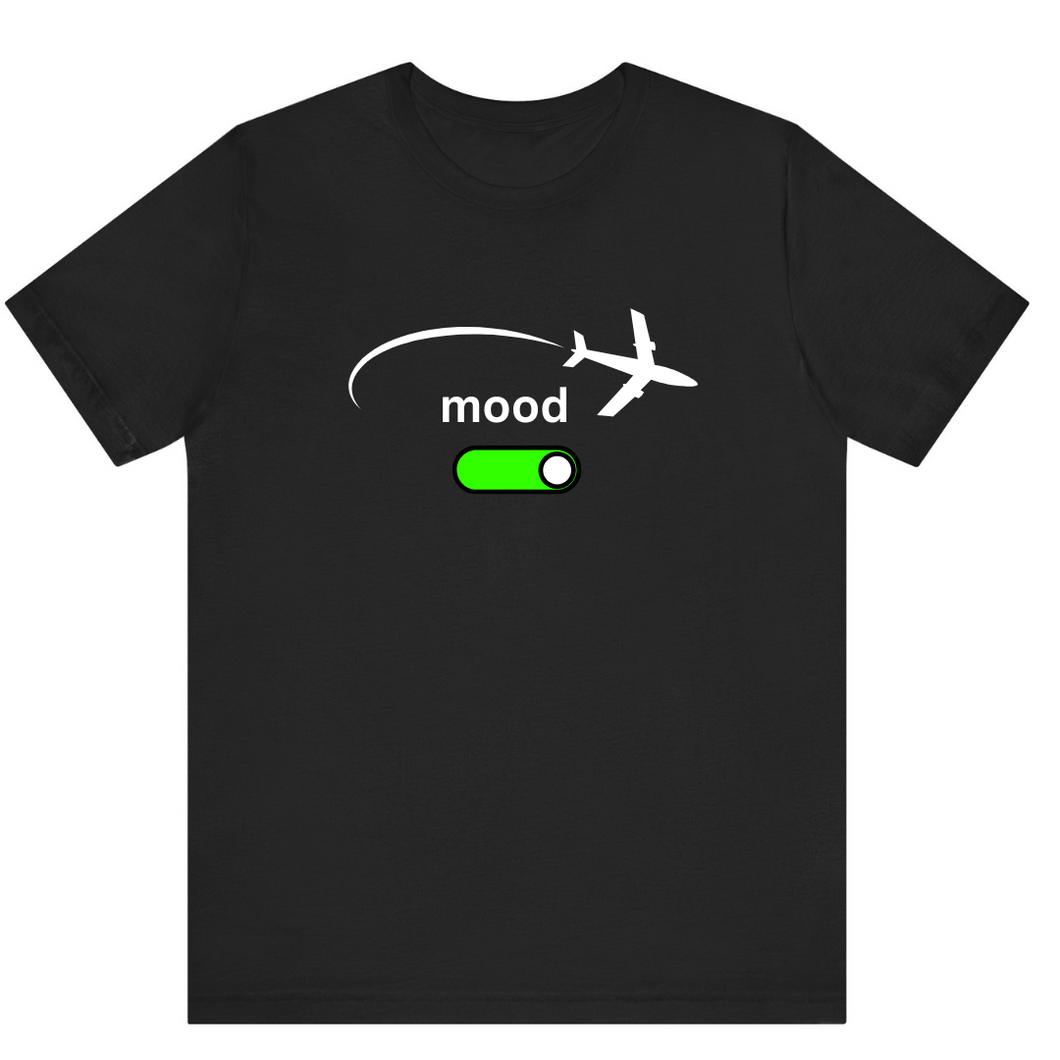 Black Half Sleeves T Shirt Airplane Mode On
