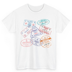T Shirt Printed Travel Stamps