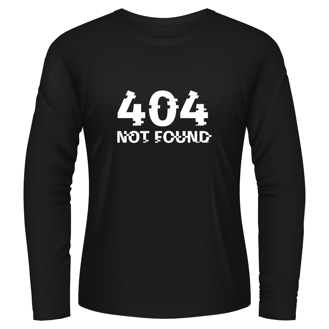 Black Tshirt Long Sleeves Printed Error 404