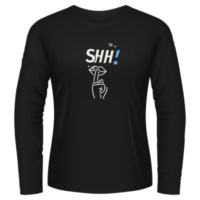 Black Tshirt Long Sleeves Printed Shhh