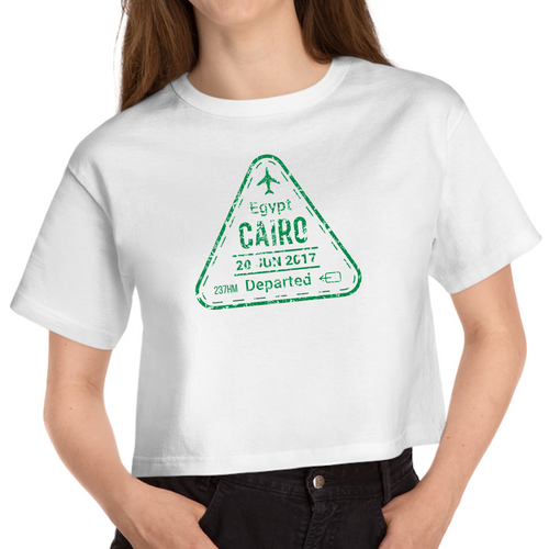 Cropped White T Shirt Printed Cairo Departure