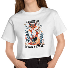 Load image into Gallery viewer, Cropped White T Shirt Its A Good Day
