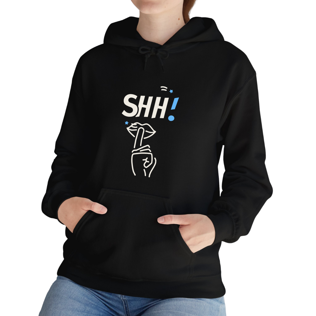 Black Hoodie Printed Shhh