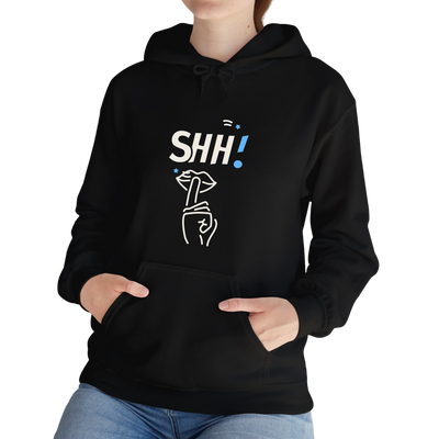 Black Hoodie Printed Shhh