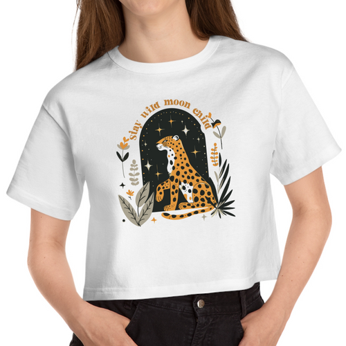 Cropped White T Shirt Stay Wild Moon Child